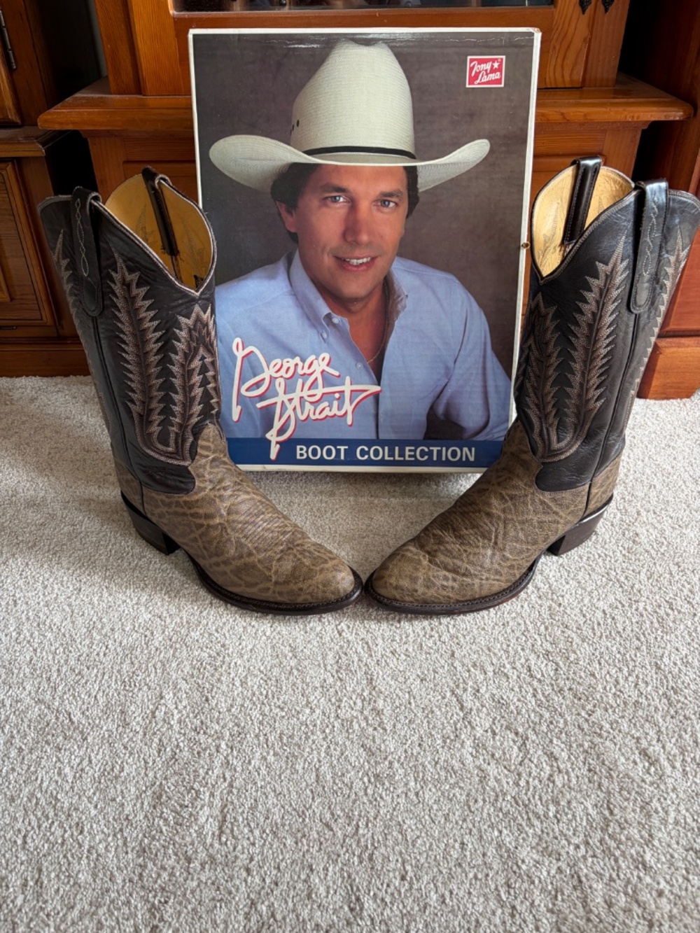 Vintage Tony Lama, George Strait Genuine Elephant Cowboy Boots 9D EUC, With Box!